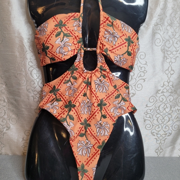 Ladies One Piece Swimsuit High Cut with cover up Sz. M - Picture 2 of 6